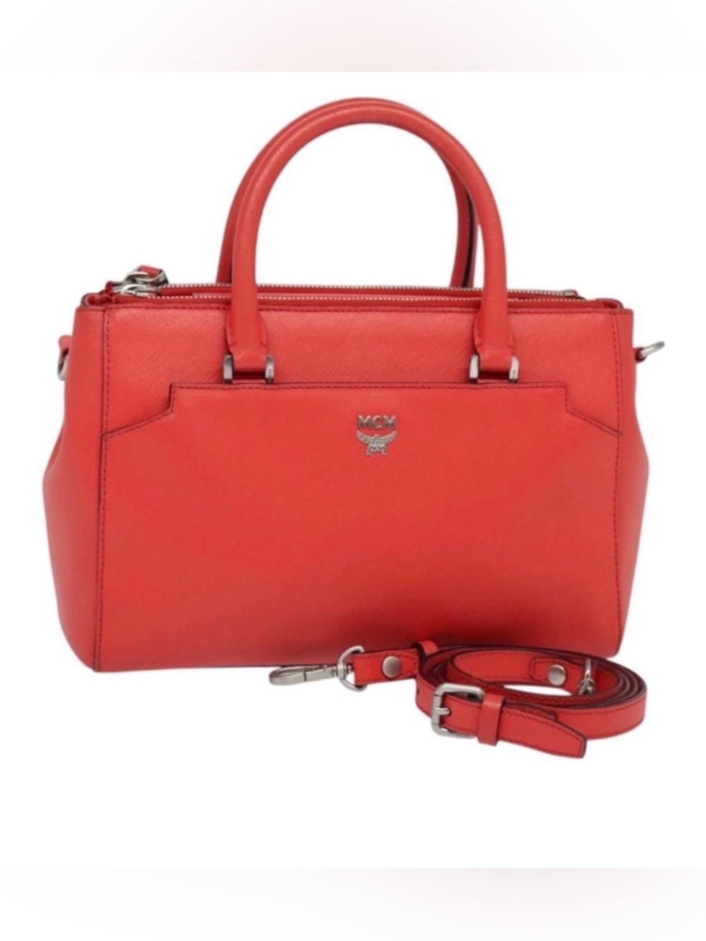 MCM Authentic Two Way Leather Satchel Bag -Preowned